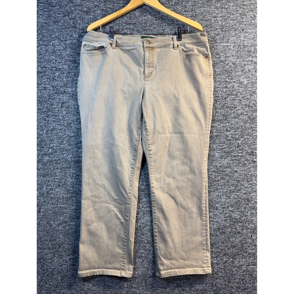 Lauren Ralph Lauren Jeans Co Tan Modern Straight Leg Denim Pants Womens 16W